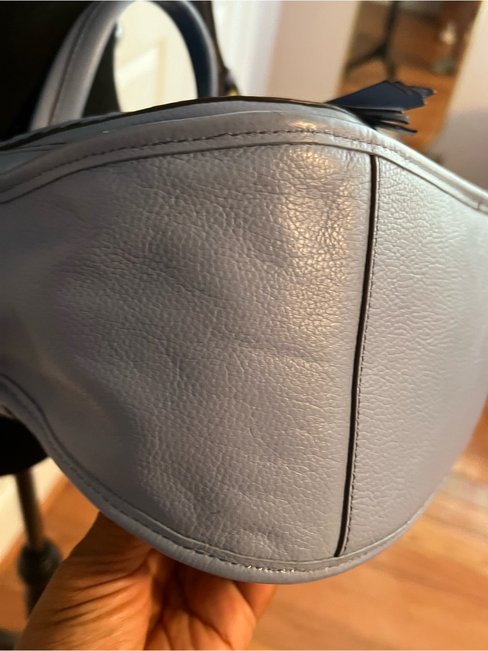 orYANY Sarah Satchel in Sky Blue pebbled genuine leather. - Picture 7 of 12